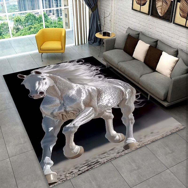3D Tikir Tanah 3D RUG Kuda Liar Pentium Steed Area Luas Karpet Anti Selip Karpet Tahan Lama untuk Ka