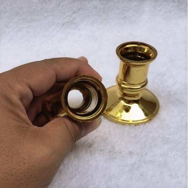 Sepasang (2 biji) Tatakan Plastik Wadah Tempat lilin LED elektrik warna Kuning P-08 Gold
