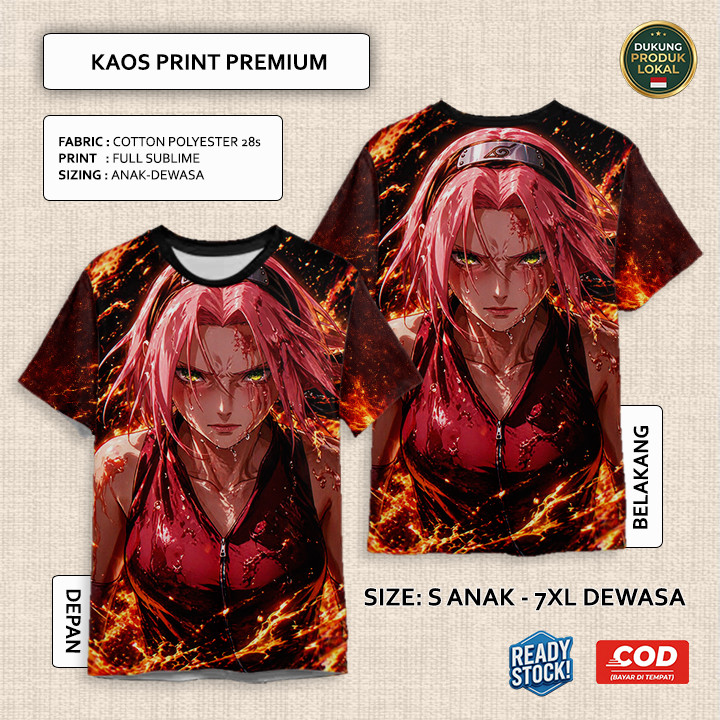 Kaos FullPrint Gambar Anime Film Kartun Naruto 5 | T Shirt AOP 3D Wallpaper Kaos Anime Naruto Untuk 