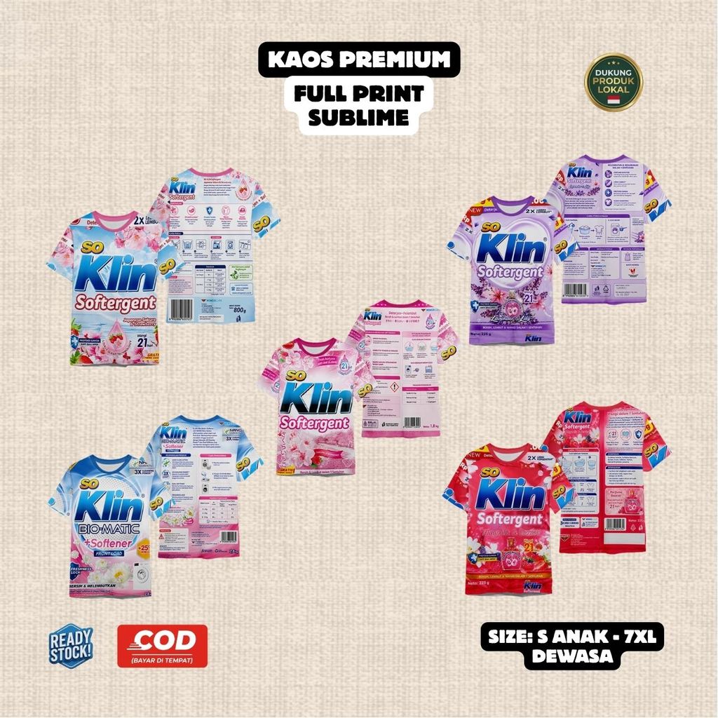 Kaos FullPrint Logo Detergen Soklin Nyeleneh Lucu | T Shirt AOP 3D Wallpaper Kaos Kocak Untuk Anak H
