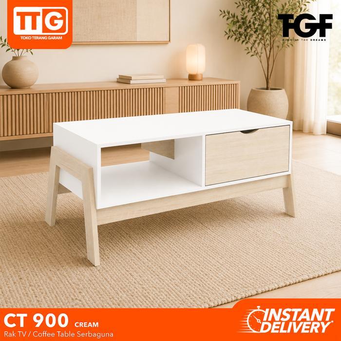 Tgf Meja / Rak Tv Serbaguna Minimalis Sonoma White Ct - 900 90 Cm Pasti Promo