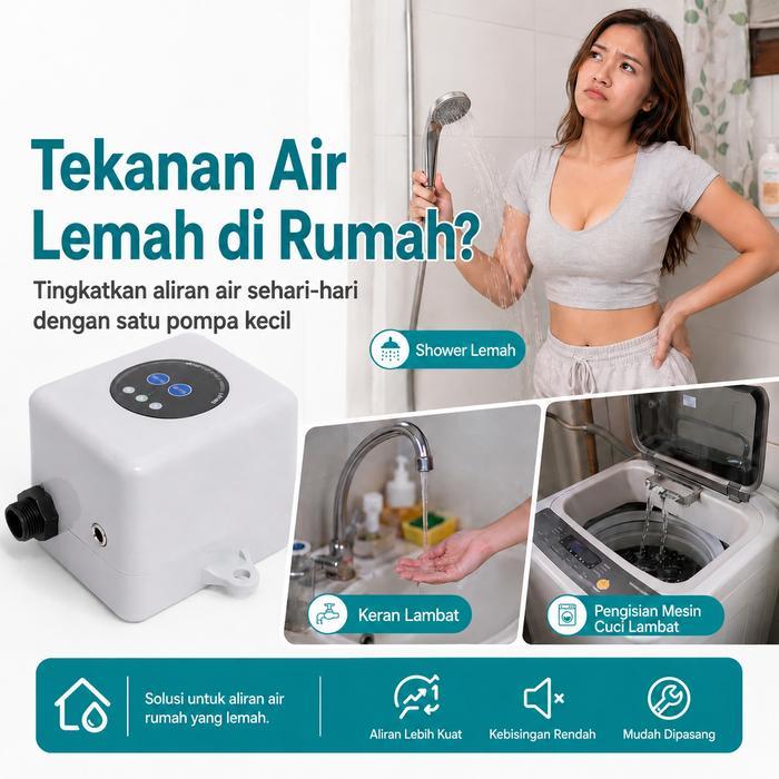 Pompa Air Terbaik Reaim Pompa Booster Air Otomatis 120W 24V Pompa Pendorong Tekanan Air Rumah Shower