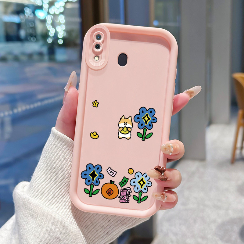 Casing Hp untuk Samsung Galaxy A20 A20s A30 A21s M10s Case Casing pola kucing koin emas Kesing Tiany