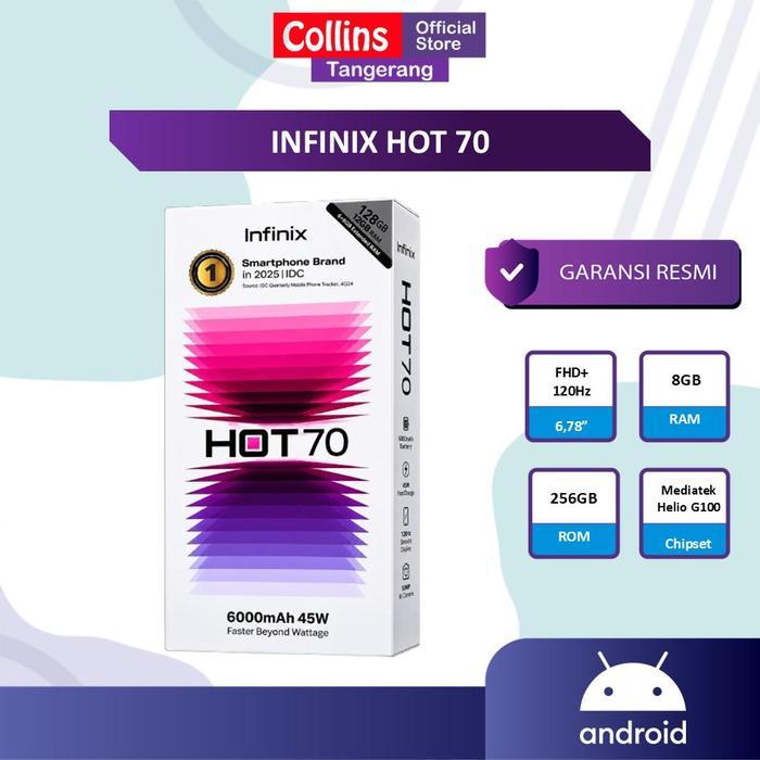 INFINIX Hot 70 NFC 8/128GB 6/256GB 6GB 128GB MediaTek Helio G100 Garansi Resmi | Hot 70 - NON BUNDLE