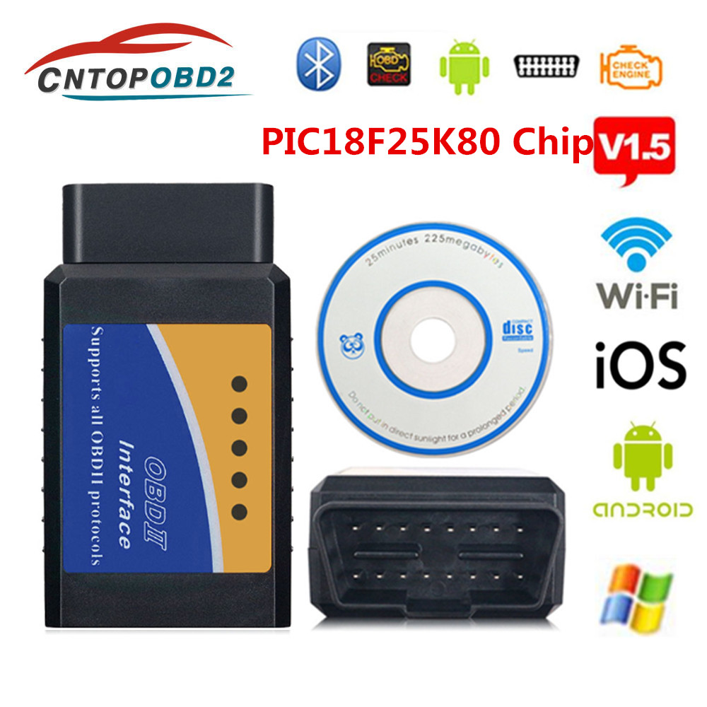 Newest Bluetooth ELM327 V1.5 OBD2 Scanner ELM 327 WIFI V1.5 OBD2 Car