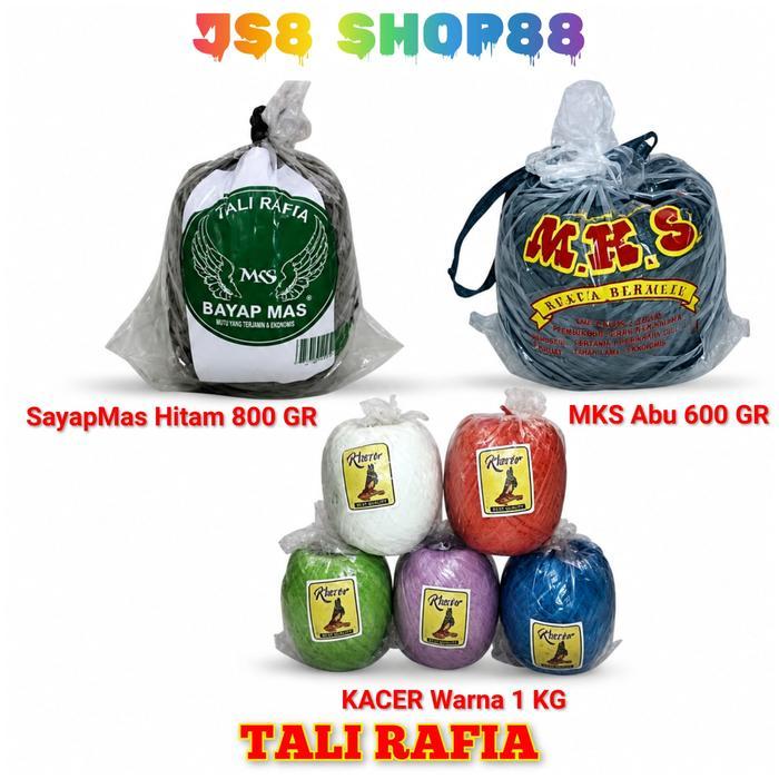 new (ECERAN) TALI PLASTIK RAFIA HITAM 800GR / 800 GRAM SAYAP MAS