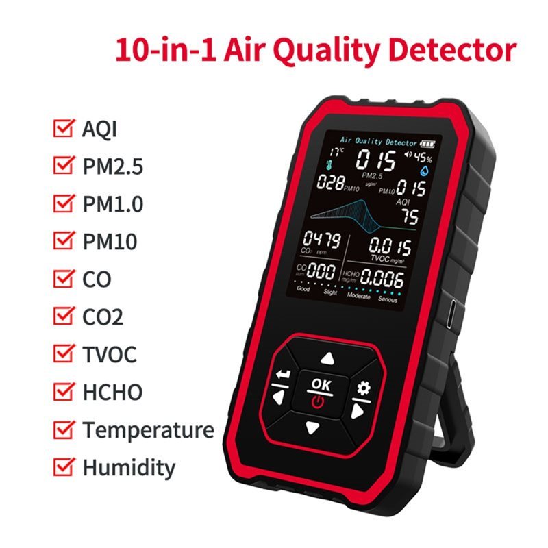 ELEVATE LIFEPortable Indoor Air Quality Detetor Rea For AQI, O2, PM2.5, PM1.0 TVO, HHO, Partiles,