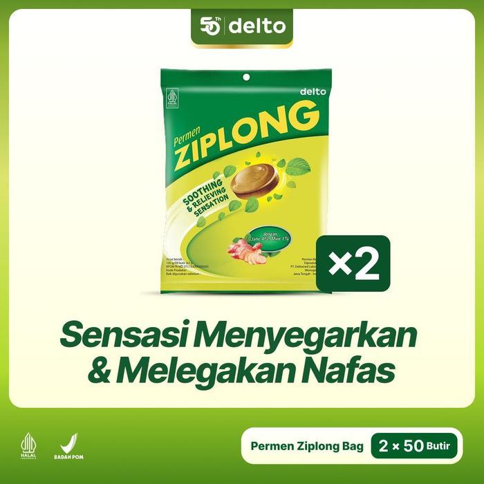 Permen Ziplong Bag 50 Butir - Permen Mint Licorice Melegakan Tenggorokan Menyegarkan Nafas Membuat
