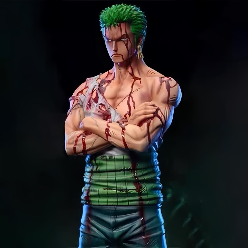 Roronoa Zoro Statue Battle Damaged Zoro Resin Figure Postr Pirate Hunter el High Quality Detailed