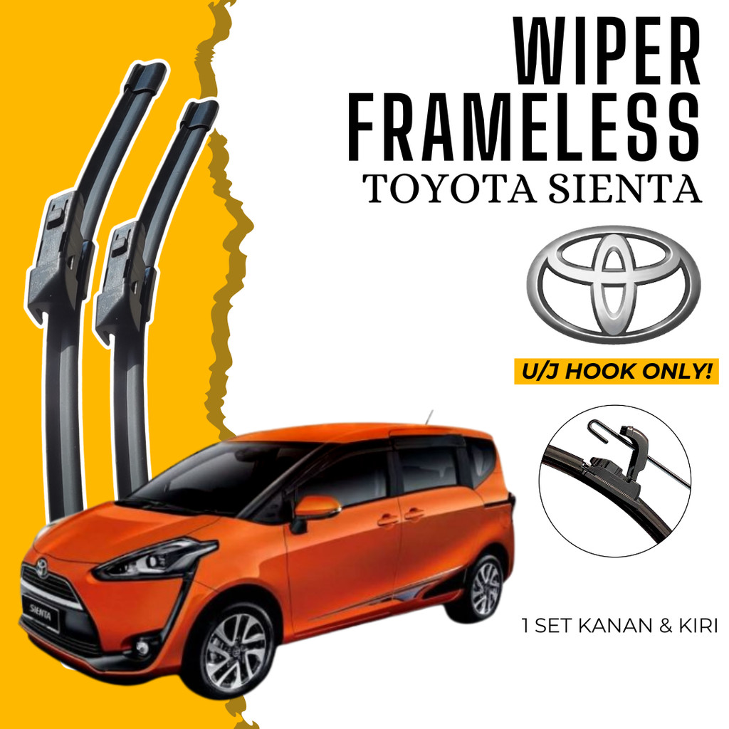 Wiper Premium Toyota Sienta Frameless Pembersih Kaca Depan Mobil 1 Set Kiri dan Kanan