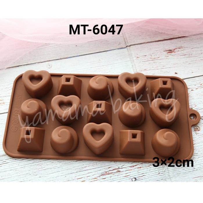 MT-6047 Cetakan silikon coklat puding hati love coklat bulat trapesium