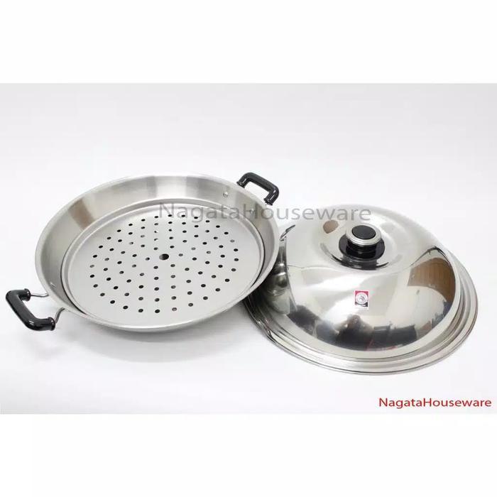 Murah Wajan Multifungsi Stainless / Wajan Zebra / Kuali Stenlis Zebra 5Ply Wok 42cm Steam Zebra