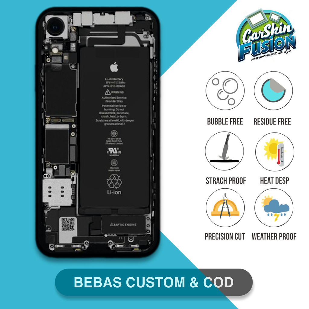 Garskin Skin iPhone XR mesin teardown Anti-Scratch Protector Case | by Fusion Kode - lh8