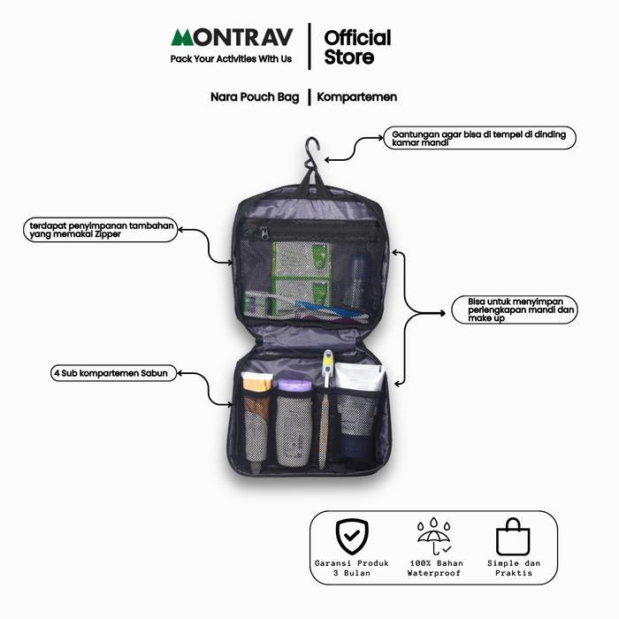 Tas Alat Mandi Traveling - Travel Kit Alat Mandi Travel Nara - Montrav Promo 