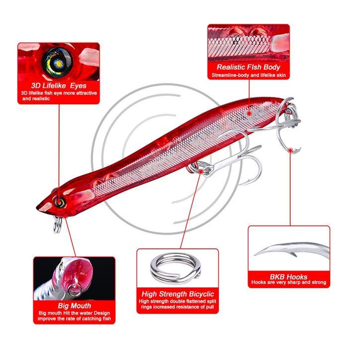 Proberos Umpan Pancing Lure Top Water 6G/8.3Cm Hook Bkb 8# Umpan Top Water Lp136 #Gratisongkir