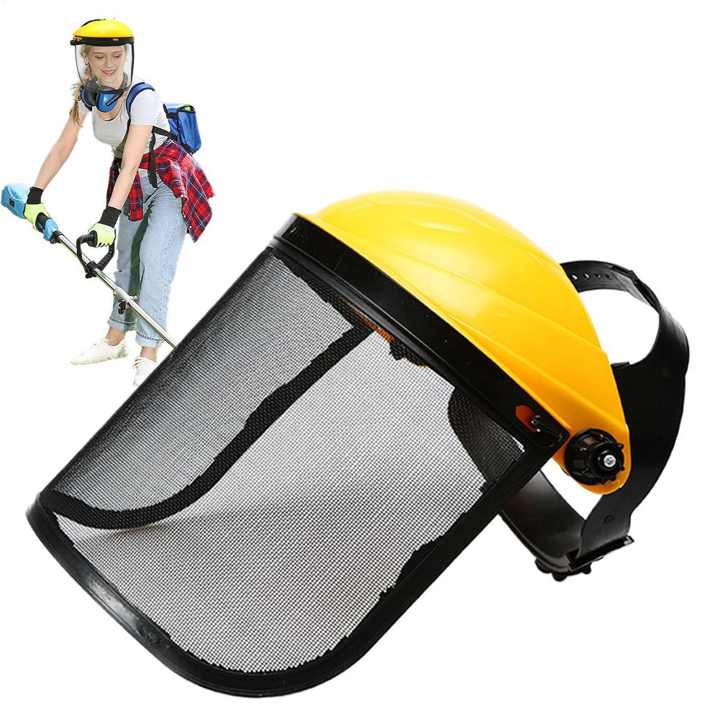 New 1Pcs Garden Grass Trimmer Safety Helmet Hat With Full Face Mesh Splash Proof Face Screen Safety