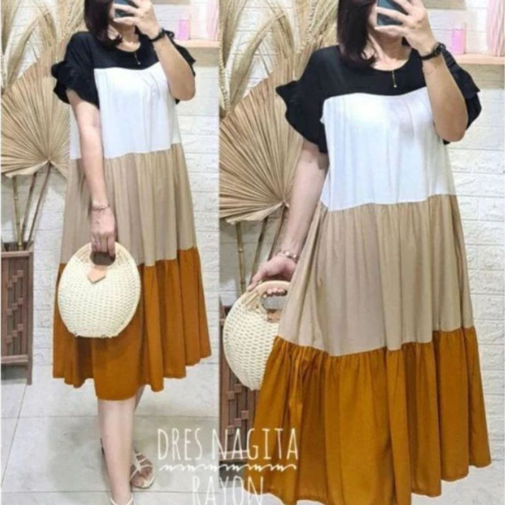 Dres Nagita/ Daster Fuji korean Style/Dres wanita remaja jumbo kekinian/ Daster Rayon Viral 2024