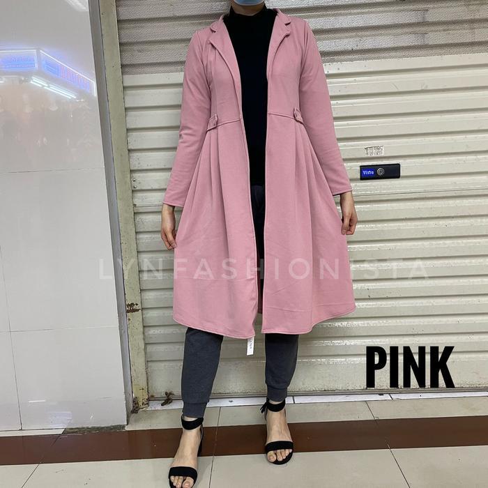 Long Outer Cardigan Panjang Wanita Muslimah Kerah Jeruk Tebal Mewah/Vika