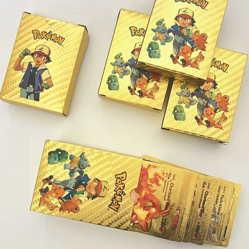 Pokemon Colorful Gold Foil Card Charizard Pikachu Arceus Silver Black Rainbow English French German