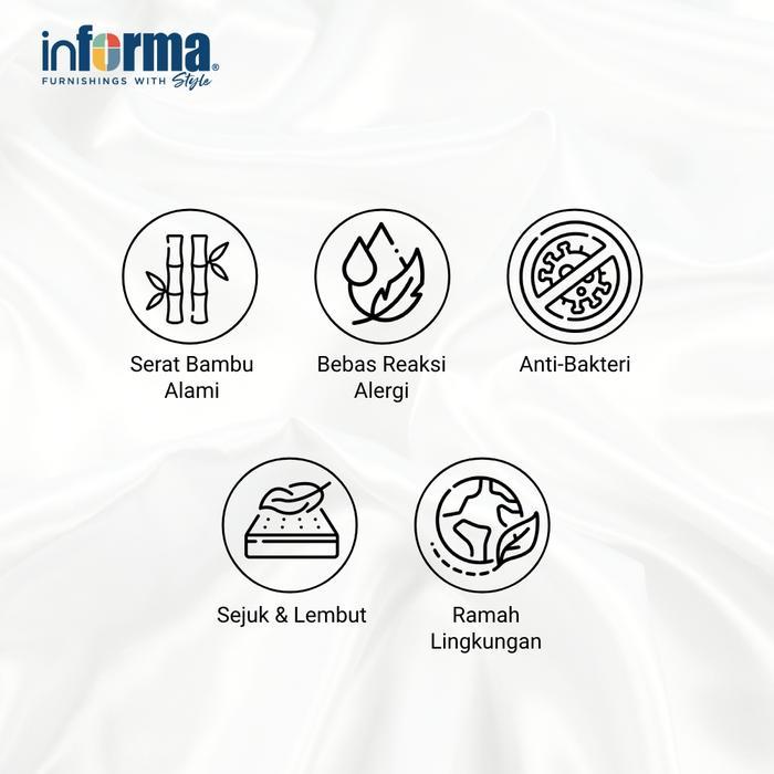 Informa Set Seprai Bamboo - Hijau Sage Sarung Kasur Alas Tidur Pelapis Kain Sprei Set Tempat Tidur