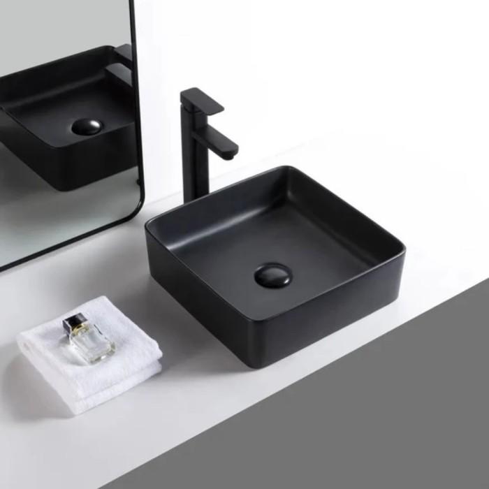 Wastafel Wikea K389 Hitam / Wastafel Cuci tangan Kotak Wikea K389MB1