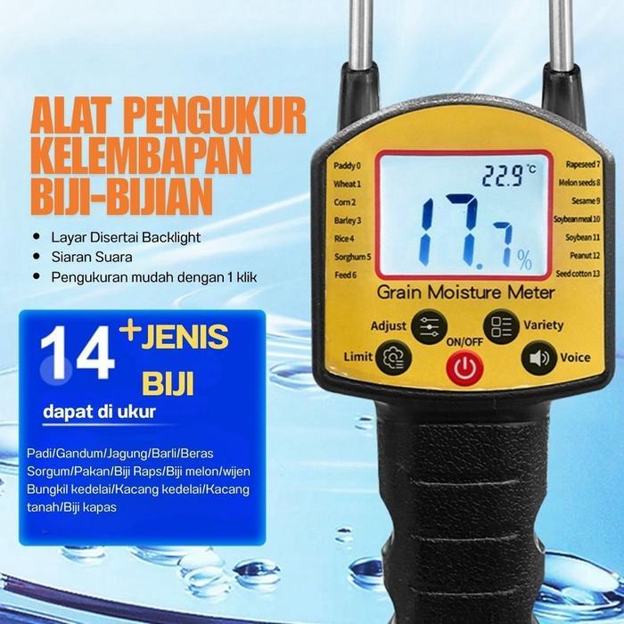 Grain Moisture Meter Alat Pengukur Kadar Air Kelembaban Tester Biji Jagung Beras Padi Digital Ukur