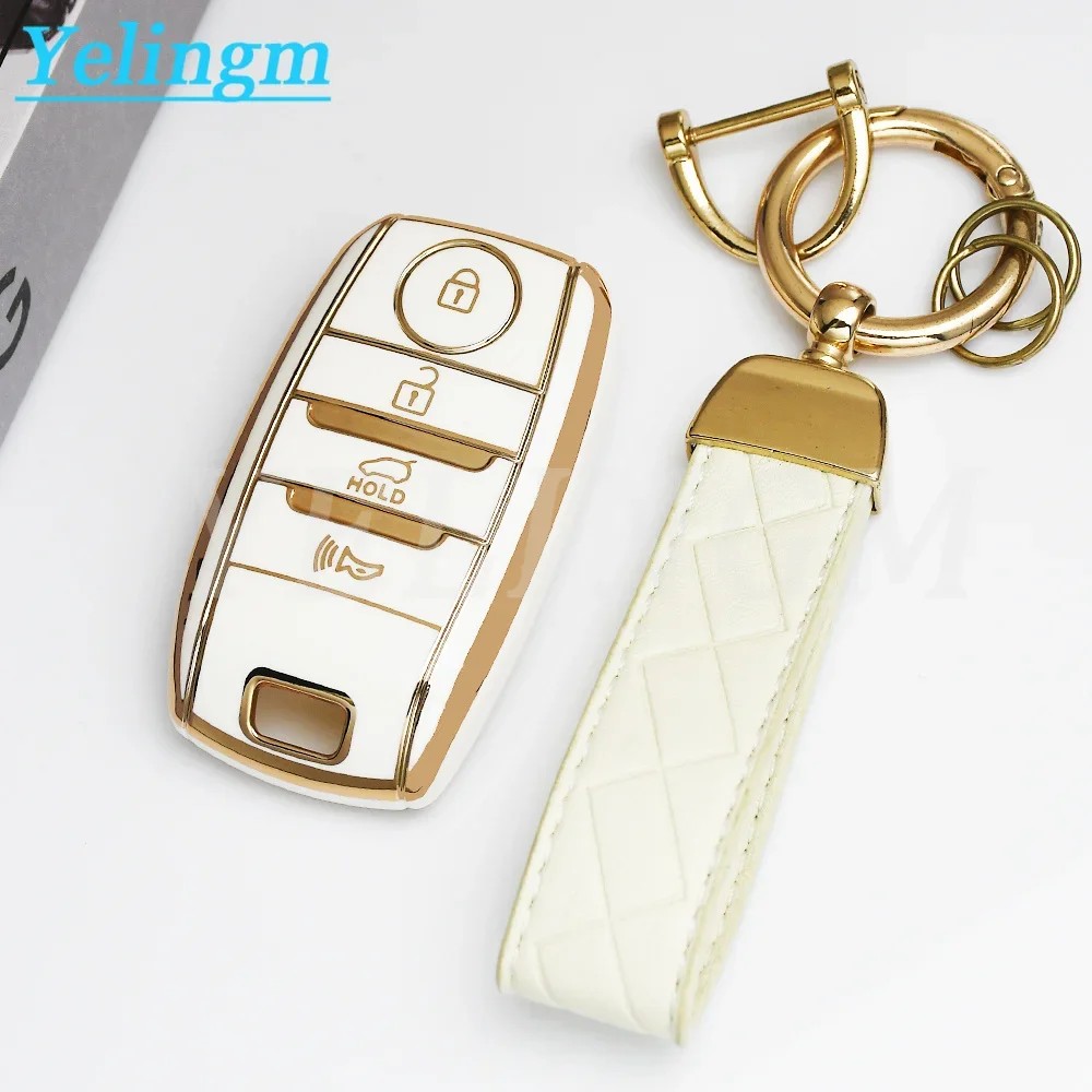 4 Buttons Key Fob Cover for Kia Forte Koup Niro Optima Rio Sorento Soul Sportage Keychain Lanyard