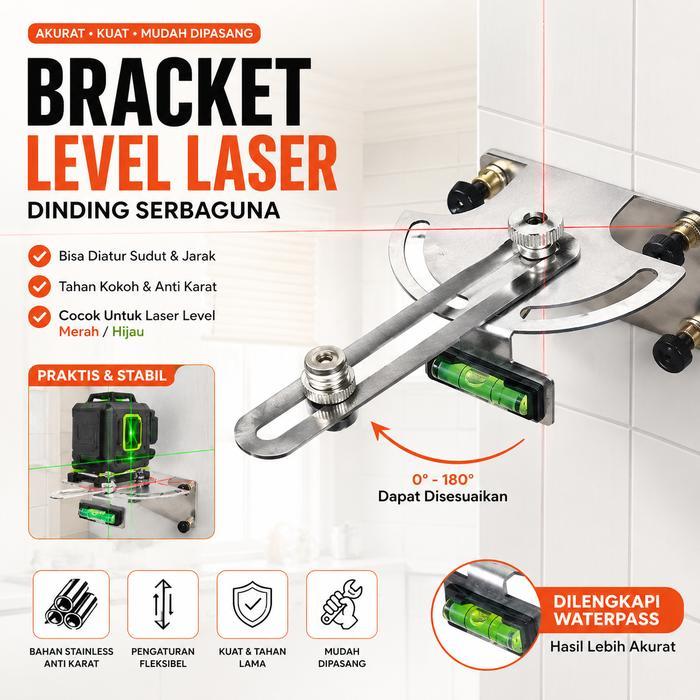 Bracket Laser Level Dinding Serbaguna Adjustable 180 Dudukan Laser Waterpass Universal untuk