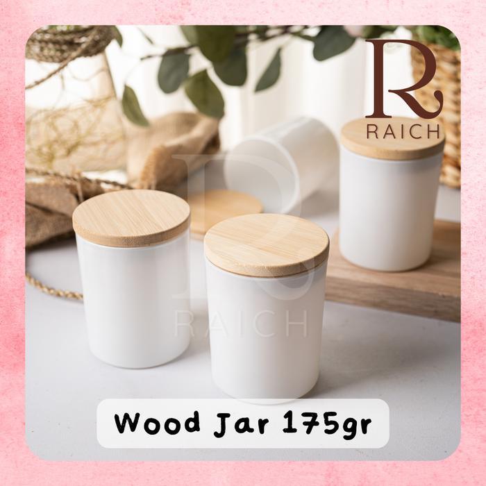 175Gr Frosted Glass Jar Wood Frosted Amber Tempat Lilin Candle Kayu