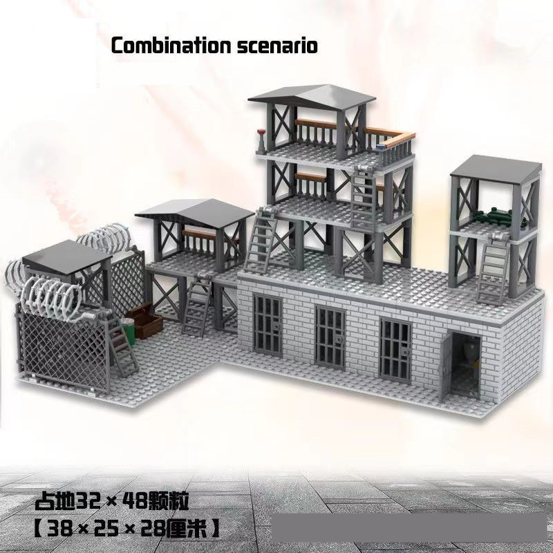 DIY WW2 Battlefield Bunker Bricks WW2 Military War Construction Compatible Figure Building Block
