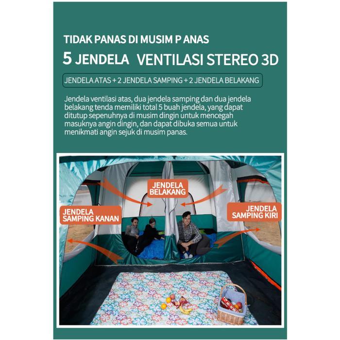 Promo Korvo Tenda Camping Jumbo 8-12 Orang Tenda Outdoor Ada 2 Ruangan Waterproof Luxury