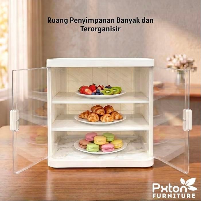 Promo Pxton - Tudung Saji Vellora / Food Cabinet Aesthetic / Rak Piring / Rak Kosmetik / Tudung Saji