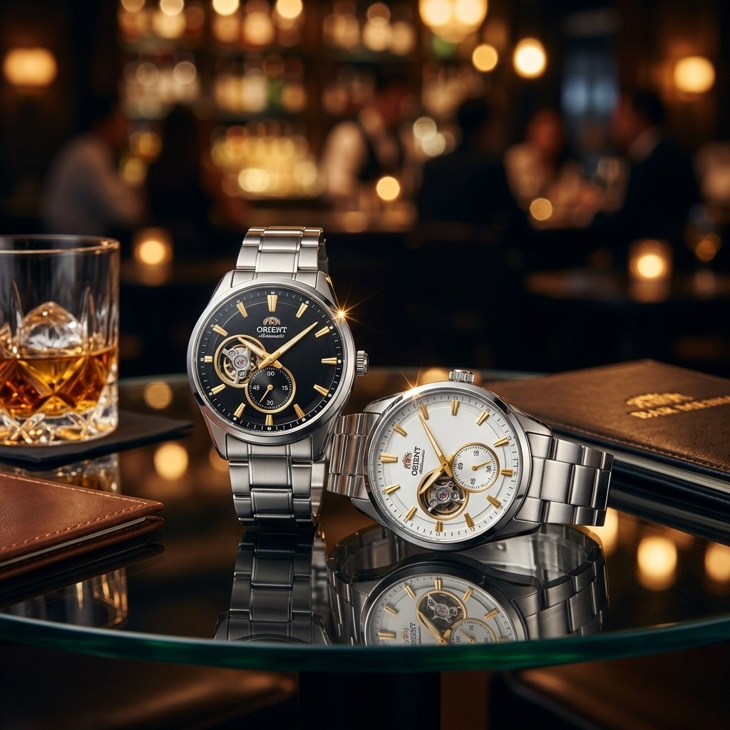 Orient Skeleton Mechanical Wristtch for Men, Automatic Small Second Stainless Steel Band Dress