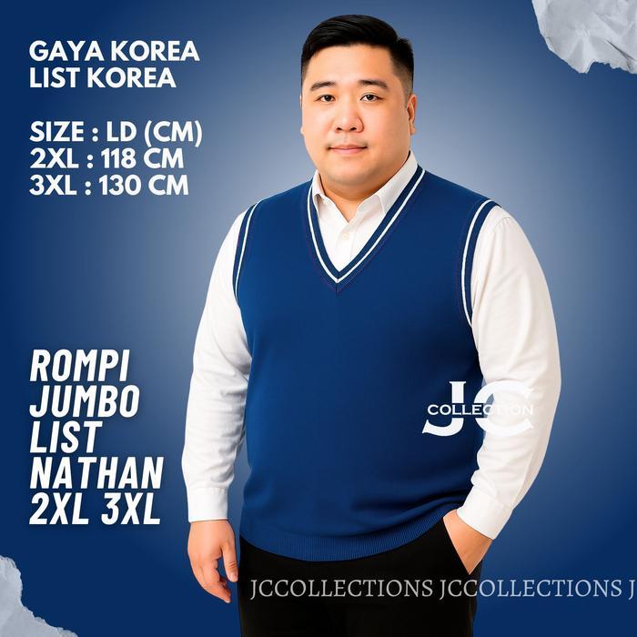 Rompi Vest Rajut Pria Jumbo Size 3Xl / Outer Rompi Big Size Knit Vest Gaya Korea Nathann Jumbo -