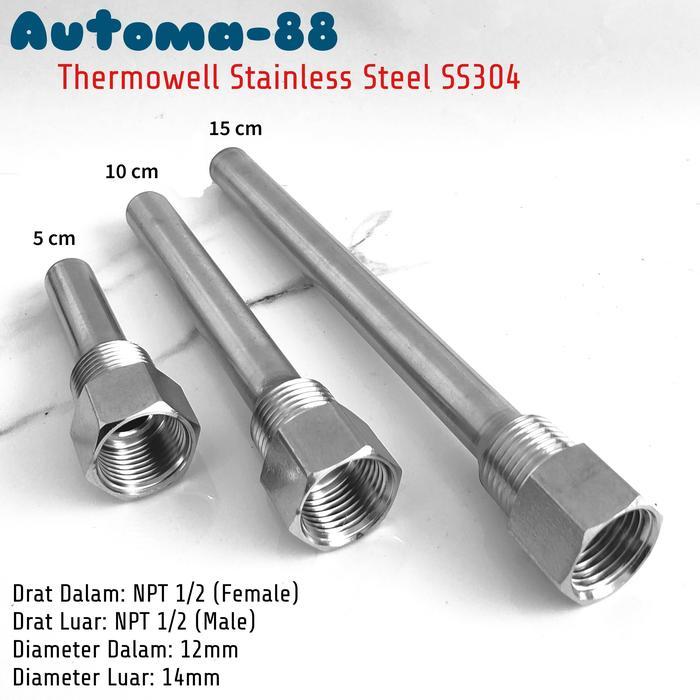Thermowell 1/2 Inch Npt Stainless Steel Pelindung Temperature Sensor