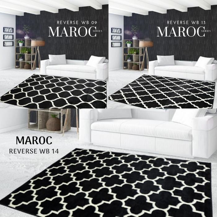 Karpet Maroc 160X210Cm All Black Minimalis Modern
