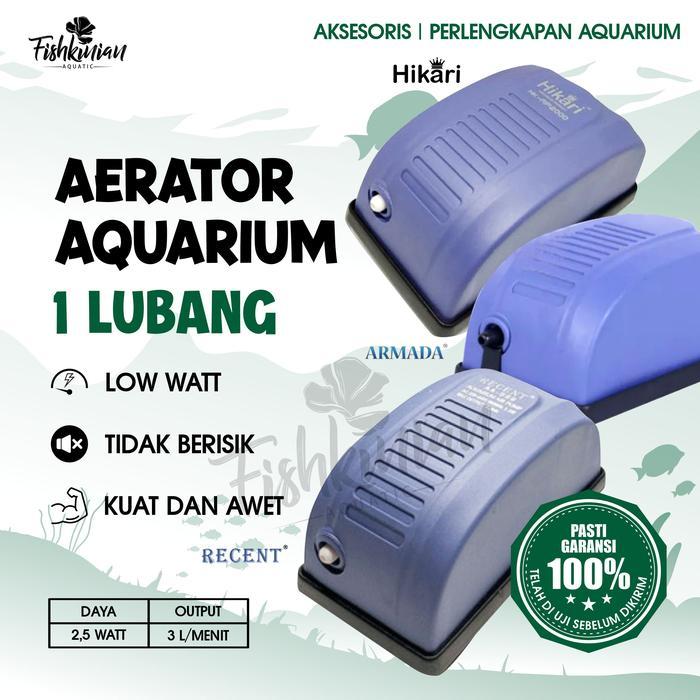 AERATOR AQUARIUM POMPA GELEMBUNG UDARA 1 LUBANG RECENT ARMADA HIKARI - aerator 1 lubang, 1 Batu+1M s