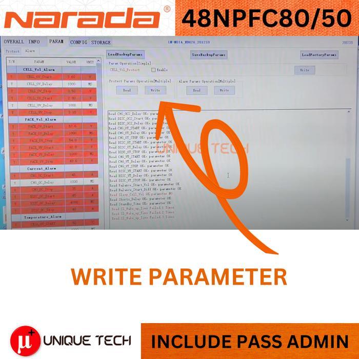 NARADA BMS SOFTWARE TOOL SETTING MONITORING 48NPFC50 48NPFC80 48NPFC100 KABEL CABLE