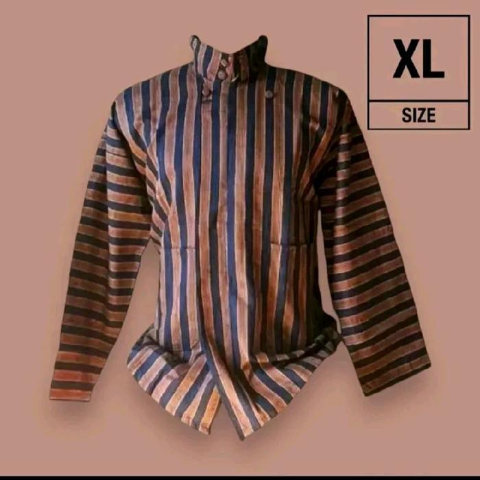 READY REDY SURJAN Baju lurik Adat ja Solo Pria Desa Bahan Katun Premium Halus