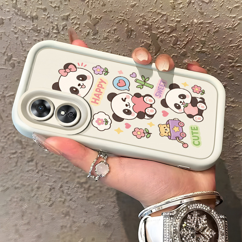 Casing Hp OPPO A17 OPPO A17K Case Panda Buah & Bunga Imut Banget Kasing Promo Cesing Kesing Silikon 