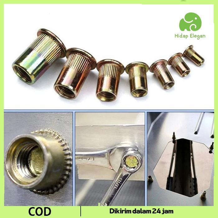 1SET ALAT RIVET NUT NUT RIVET MUR TANAM BESI RIVET NUT MUR FURNITURE KNOCKDOWN RIVET NUT SET RIVNUT