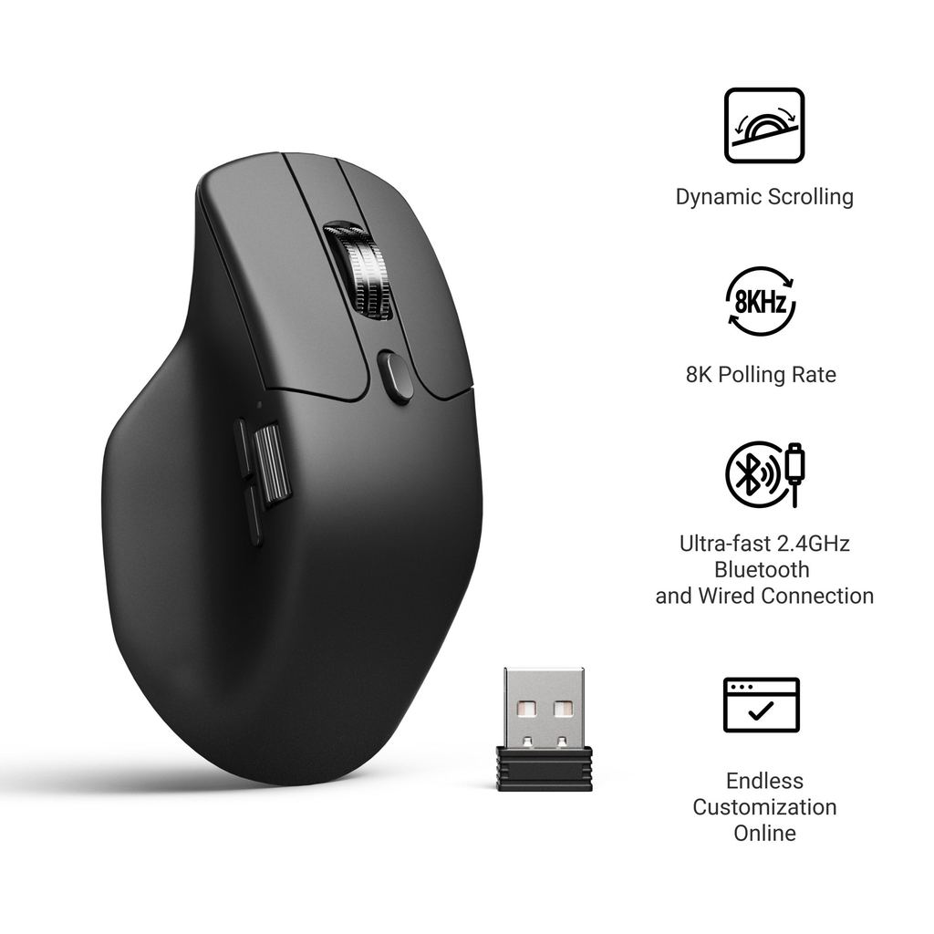 Keychron M6 Wireless Mouse All Silent Micro Switch PixArt 3950 Sensor 8K Polling Rate Dual Scrolling
