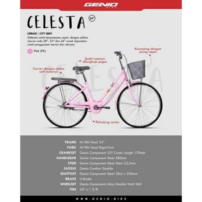 Sepeda Dewasa Mini 24 inch City Bike Genio Celesta by United - 26 in