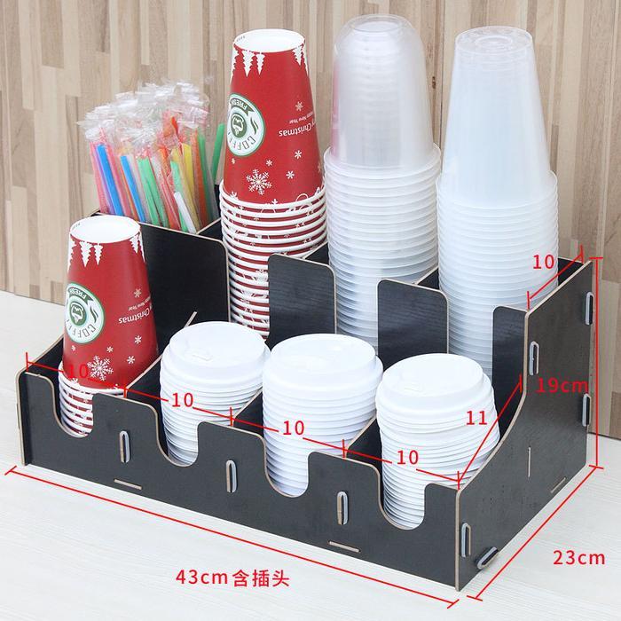 Ready Rak Organizer Paper Bahan Kayu Cup Dispenser Papper Cup Rak Paper Cup Premium