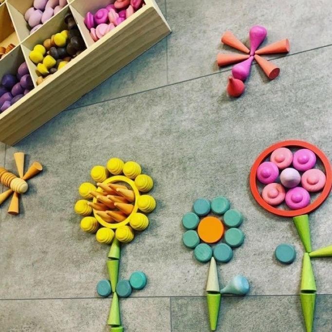 (Best) [LKA] Wooden rainbow loose part, wooden grapat grimms alike, open ended toys