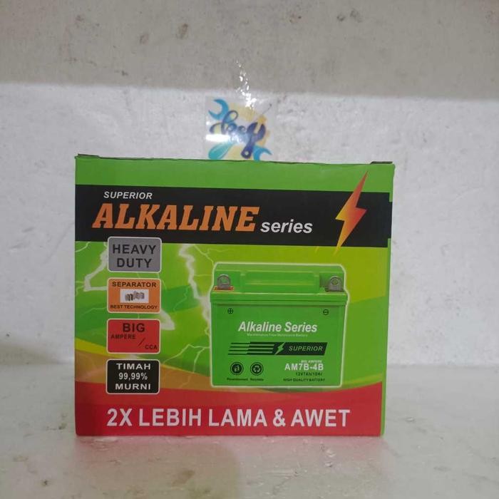 SALE  AKI / ACCU KERING MOTOR ALKALINE AM7B-4B UNTUK MOTOR TIGER - SCORPIO 100% ASLI READY
