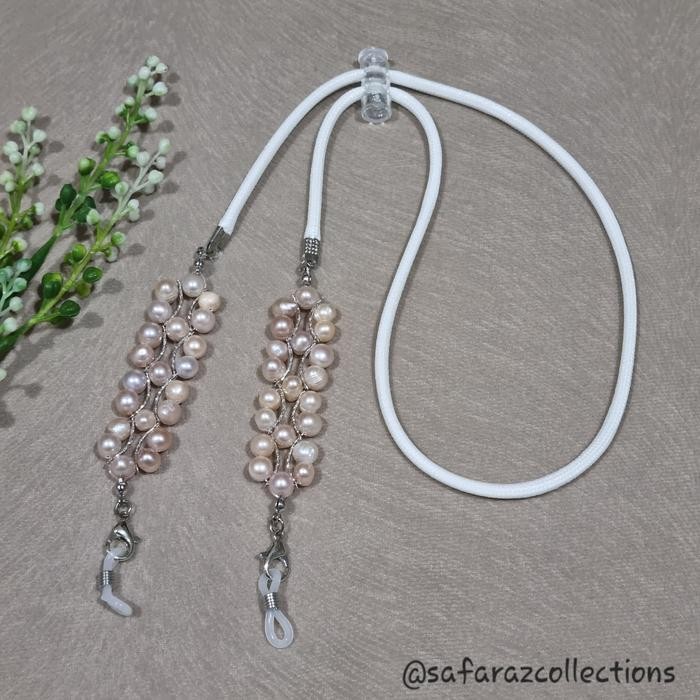 Konektor Masker Hijab, Strap Serut & Tali Kacamata Mutiara Air Tawar