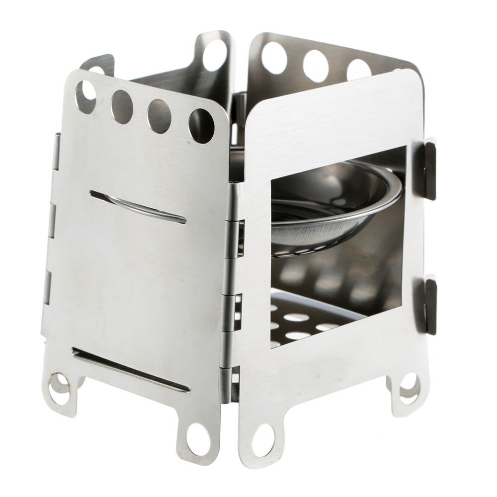 Outdoor camping mini wood stove portable folding alcohol stove