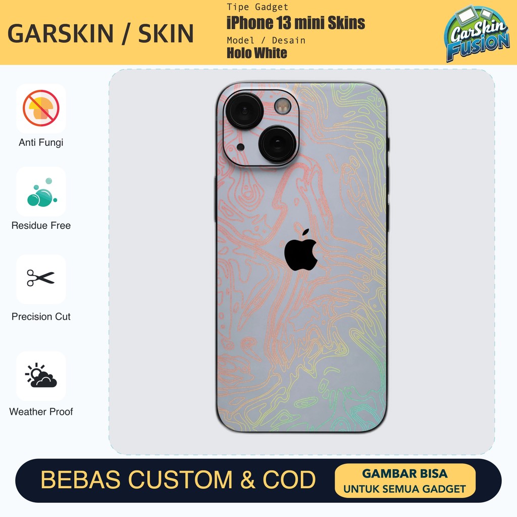 Skin Vinyl iPhone 13 mini Holo White Anti Scratch Protector Case | by Fusion | Kode - 45WR
