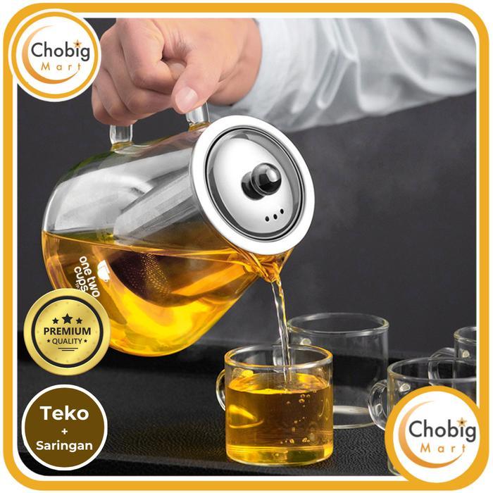 Chobig Teko Poci Teh Kaca Gelas Tahan Panas Dengan Saringan Glass Teap